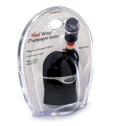 Metrokane Champagne and Wine Sealer, Velvet Black