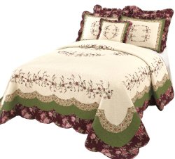 Modern Heirloom Collection Brooke Cotton Filled Bedspread, King, 120 by 118-Inch