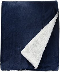Northpoint Cashmere Velvet Reverse to Cloud Sherpa Throw, Navy