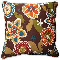 Pillow Perfect Outdoor/Indoor Annie/Westport Chocolate Floor Pillow, 23″, Floral, Multicolored
