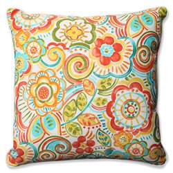 Pillow Perfect Outdoor/Indoor Bronwood Carnival Floor Pillow, 23″, Floral, Multicolored