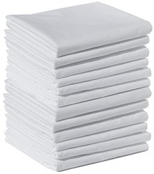 Polycotton Bulk Pack of 12 Standard Size Pillowcases, 200 Thread Count, 21″x30″ White, 1 Dozen, Perfect for Physical Therapy Clinics, Hotels, Camps