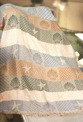 Seashells By the Seashore Two Layer Woven Throw Blanket USA Made