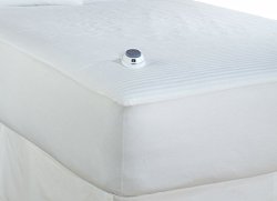 Serta 233-Thread Count Waterproof Low-Voltage Electric Heated Queen Mattress Pad, White