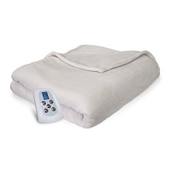 Serta Comfort Plush Electric Heated Blanket with Programmable Digital Controller, King Size, Ivory