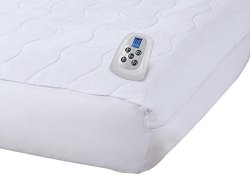 Serta Plush Velour Electric Heated Mattress Pad with Programmable Digital Controller, King Size, White