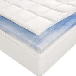 Sleep Innovations 4-Inch Dual Layer Mattress Topper – Gel Memory Foam and Plush Fiber. 10-year limited warranty. Queen Size