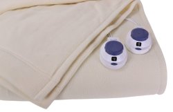 Soft Heat Luxury Micro-Fleece Low-Voltage Electric Heated Queen Size Blanket, Natural