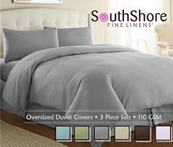 Southshore Fine Linens® – 3 Piece Oversized Duvet Cover Set – STEEL GRAY – King / California King