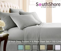 Southshore Fine Linens® 6 Piece – Extra Deep Pocket Sheet Set – STEEL GRAY – Queen