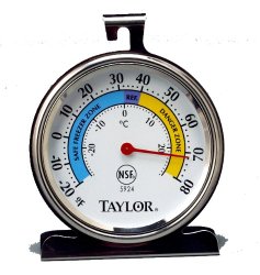 Taylor Food Service Classic Series Large Dial Thermometer, Freezer-Refrigerator
