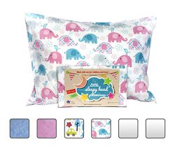 Toddler Pillowcase – Made for Little Sleepy Head Toddler Pillow 13 X 18 – 100% Cotton – Naturally Hypoallergenic – Made in USA! (Elephants)