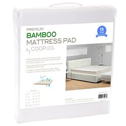Ultra Luxe Bamboo Mattress Pad Protector Cover by Coop Home Goods – Waterproof Hypoallergenic Cooling Topper – Queen – White