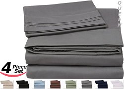 Utopia Bedding 4-piece Bed Sheet Set, Wrinkle, Fade & Stain Resistant, Hypoallergenic, Includes Fitted Sheet, Flat Sheet, and 2 Pillow Cases (Queen, Grey )