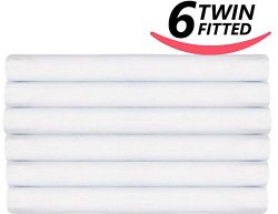 Utopia Bedding 6 Fitted Sheets, Wrinkle, Fade & Stain Resistant, Hypoallergenic, Value Pack of 6 Fitted Sheets (Twin, White)