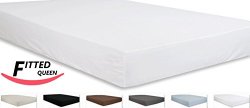 Utopia Bedding Fitted Sheet, 100% Cotton for Maximum Softness and Easy Care, Elegant Double-Stitched Tailoring (Queen, White)