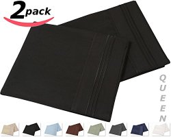 Utopia Bedding Hypoallergenic Brushed Microfiber Pillowcases, 2-Pack (Queen, Black)