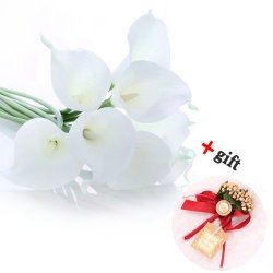 1 X Calla Lily Bridal Wedding Bouquet 10 head Latex Real Touch Flower Bouquets KC51 White