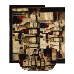 3 Pc Accent Rug Set with Wine and Glasses Motif