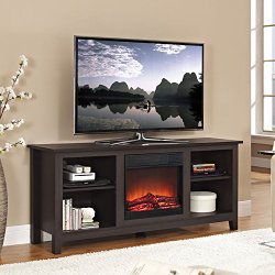 58″ Wood TV Stand with Electric Fireplace Insert