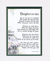 A Gift For A Daughter-in-law, #89, Touching 8×10 Poem, Double-matted In White/ Navy , And Enhanced With Watercolor Graphics.