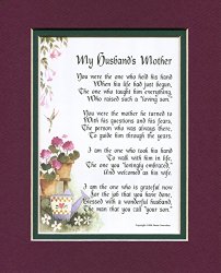A Gift For A Mother-in-law, #87, Touching 8×10 Poem, Double-matted in Burgundy over Green And Enhanced With Watercolor Graphics.