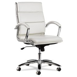 Alera Neratoli Mid-Back Swivel/Tilt Chair, White Faux Leather