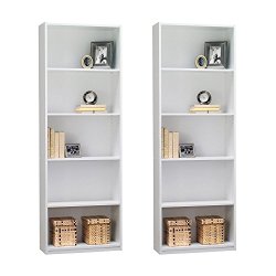 Ameriwood 5-Shelf Bookcase, Set of 2, White