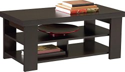 Ameriwood Hollow Core Contemporary Coffee Table, Medium, Black Forest
