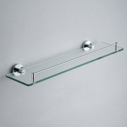 Bason Chrome Finish Brass and Glass Material Storage Shelf Single-layer Glass Bathroom Shelf