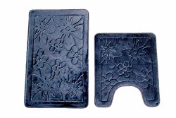 Bednlinens 2 Piece Set Black Non-slip Memory Foam Bath Mat
