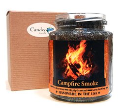 Campfire Smoke Wood Wick Candle, 8 oz Super Scented Natural Wax Candle, Burning Wood Fireplace Candle