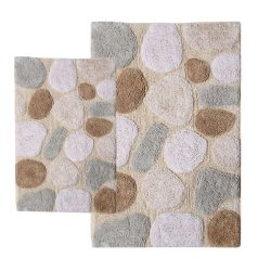 Chesapeake 2-Piece Pebbles 21-Inch by 34-Inch and 24-Inch by 40-Inch Bath Rug Set, Spa
