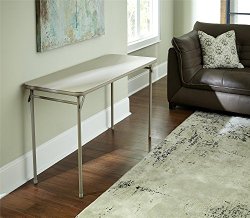 Cosco Dorel Industries Rectangle Vinyl Top Folding Serving Table, 20 x 48-Inch, Off White