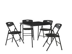 Cosco Products 5-Piece Folding Table and Chair Set, Black