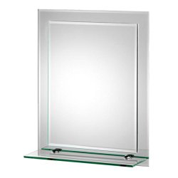 Croydex MM700800YW Rydal 20-Inch L x 16-Inch with Beveled Edge Double Layer Wall Mirror, Shelf and Hang ‘N’ Lock