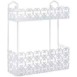 Decorative Multipurpose White Wall Mount 2 Tier Shelf Rack for Kitchen Spices / Bathroom Product Holder