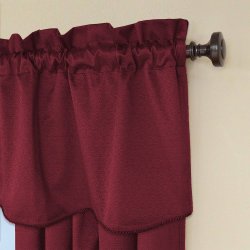 Eclipse Canova 42-Inch by 21-Inch Thermaback Blackout Scallop Valance, Burgundy