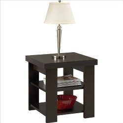 End Table with Shelves Affordable and Super Light Hollow Core Construction in Black Forest,  by Ameriwood  (5188012YCOM)