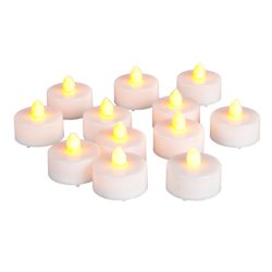 Everlasting Tealights Battery-Operated Flamess Candles with Soft Flicker, 12-Pack