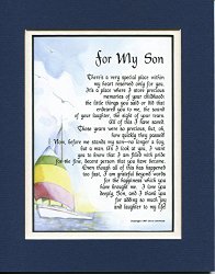 For My Son, #51, A Touching 8×10 Poem, Double-matted Navy Over White And Enhanced With Watercolor Graphics. A Gift For A Son.