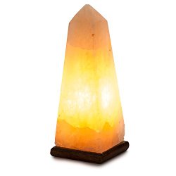 [Hand Crafted] HemingWeigh Natural Hand Crafted Air Purifying Himalayan Rock Salt Obelisk Lamp with Wood Base