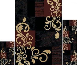 Home Dynamix Ariana Collection 3-Piece Area Rug Set HD1879 502 Ebony/Brown