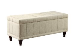 Homelegance 4730NF Lift Top Storage Bench with Tufted Accents, Beige Fabric