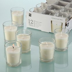 Hosley’s Set of 12 Unscented Glass Votive Candles