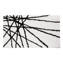 InterDesign Microfiber Abstract Bathroom Accent Rug, 34 x 21, Black/White