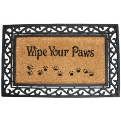 J & M Home Fashions Heavy Wipe Your Paws Natural Coir and Rubber Doormat, 18-Inch by 30-Inch