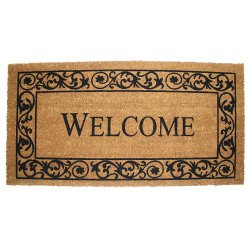 J & M Home Fashions Wrought Iron Welcome Vinyl Back Coco Doormat, 21-Inch by 41-Inch