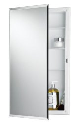 Jensen 781061 Builder Series Frameless Medicine Cabinet with Beveled Edge Mirror, 16-Inch by 26-Inch by 3-3/4-Inch