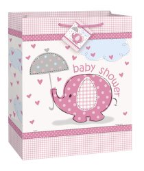 Large Pink Elephant Baby Shower Gift Bag